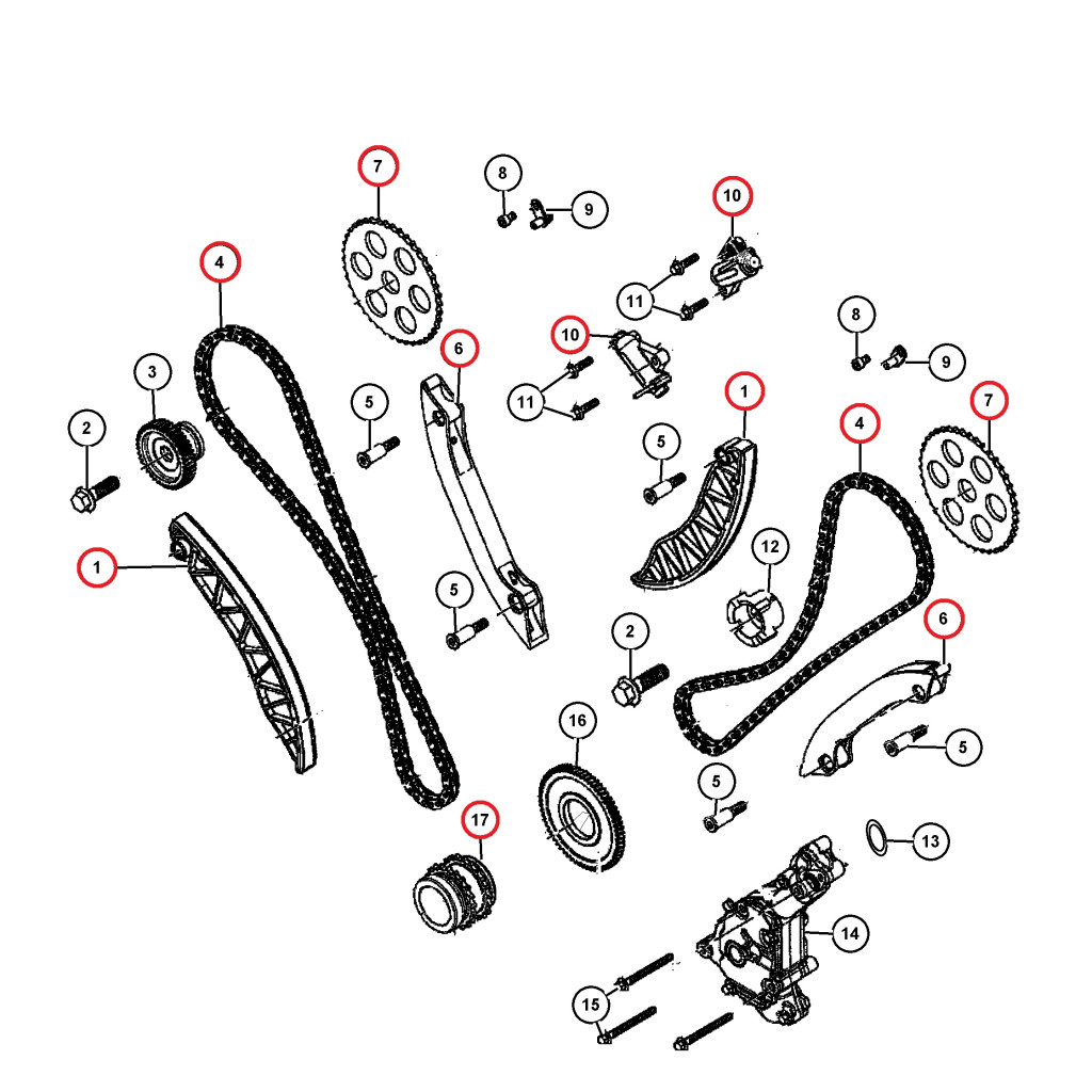 Timing chain kit for Jeep Grand Cherokee EXF RAM 1500 3.0 EcoDiesel V6 L630 A630