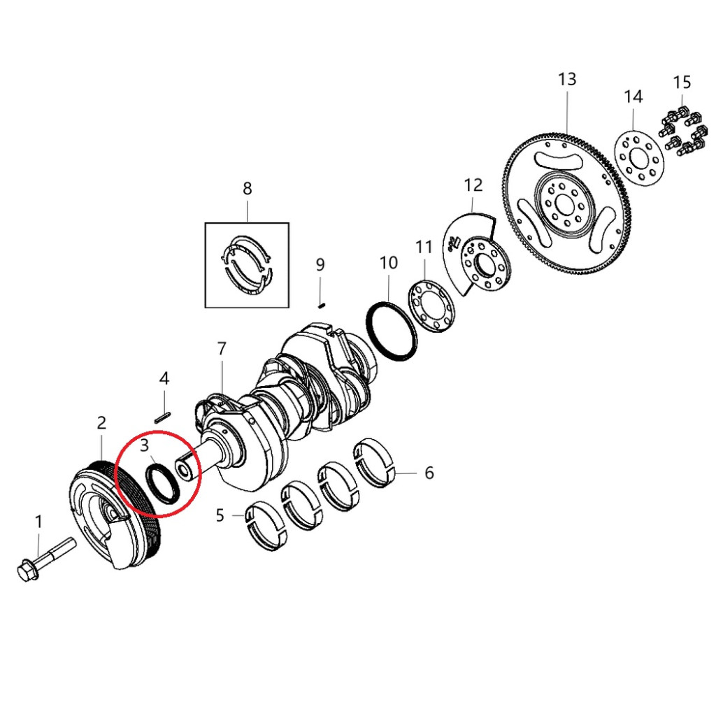 Engine crankshaft seal front for RAM 1500 EcoDiesel Chrysler L630 3.0L v6 -2020
