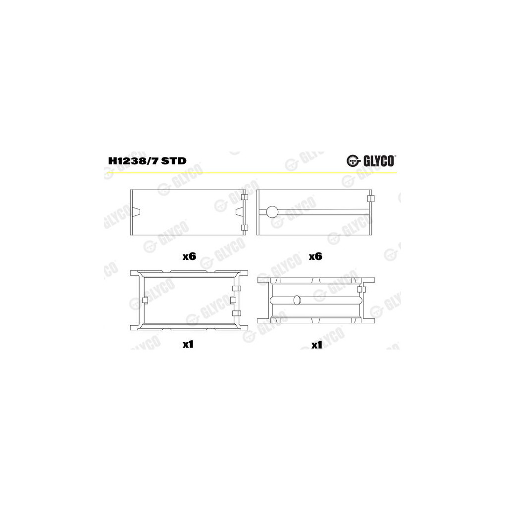 BMW M5730 D2 D3 D4 D5 330d 530d 535d X5 X6 30d 2003- main bearings Glyco H1238/7