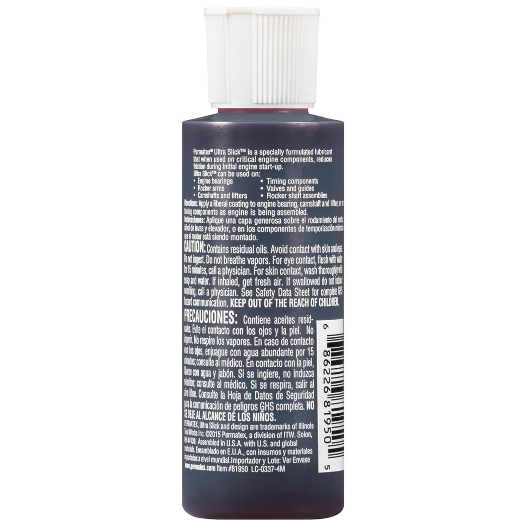 Permatex 81950 ultra slick engine assembly lube oil engine bearings camshafts