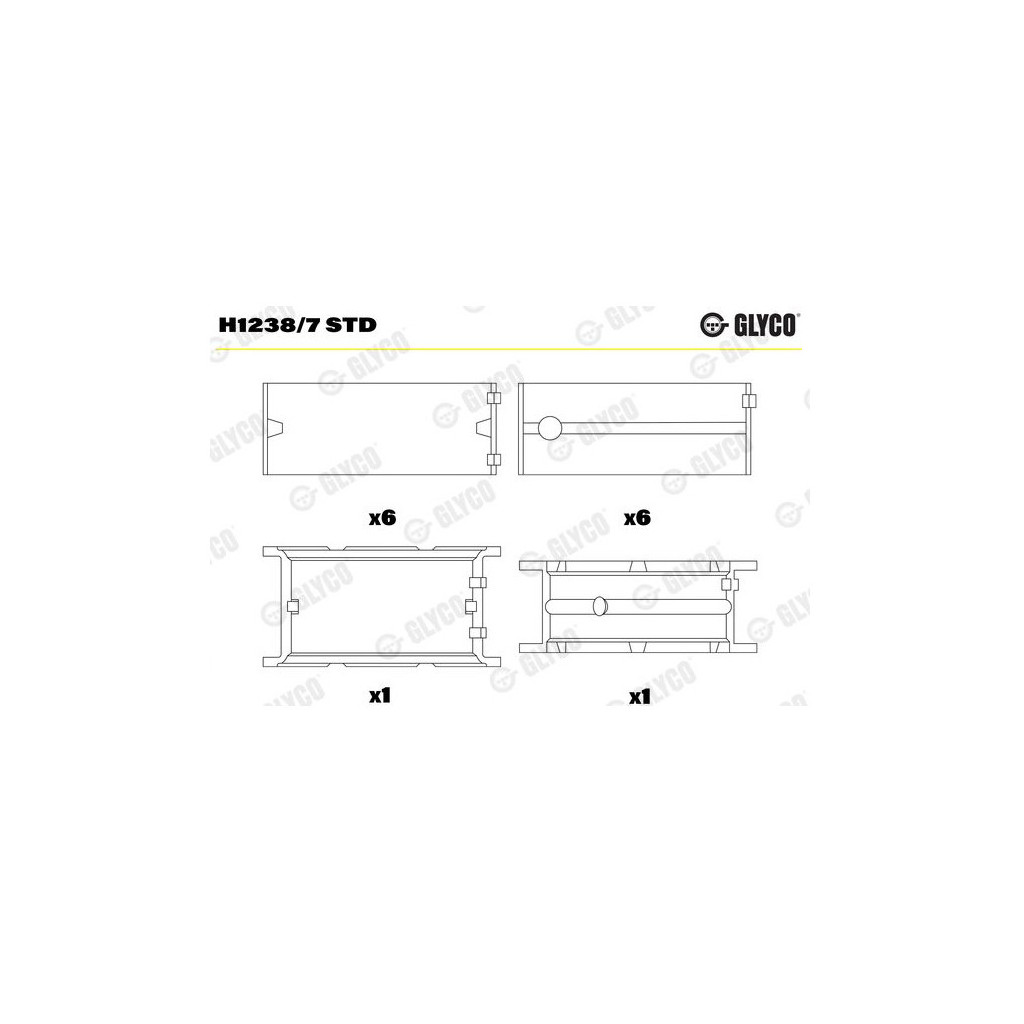 BMW M5730 D2 D3 D4 D5 330d 530d 535d X5 X6 30d 2003- main bearings Glyco H1238/7