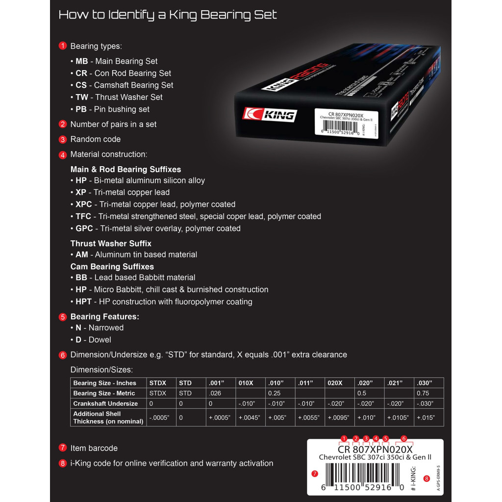 King coated rod bearings fits Audi TTRS RS3 RSQ3 2.5T EA855 CEPA CEPB CZGB