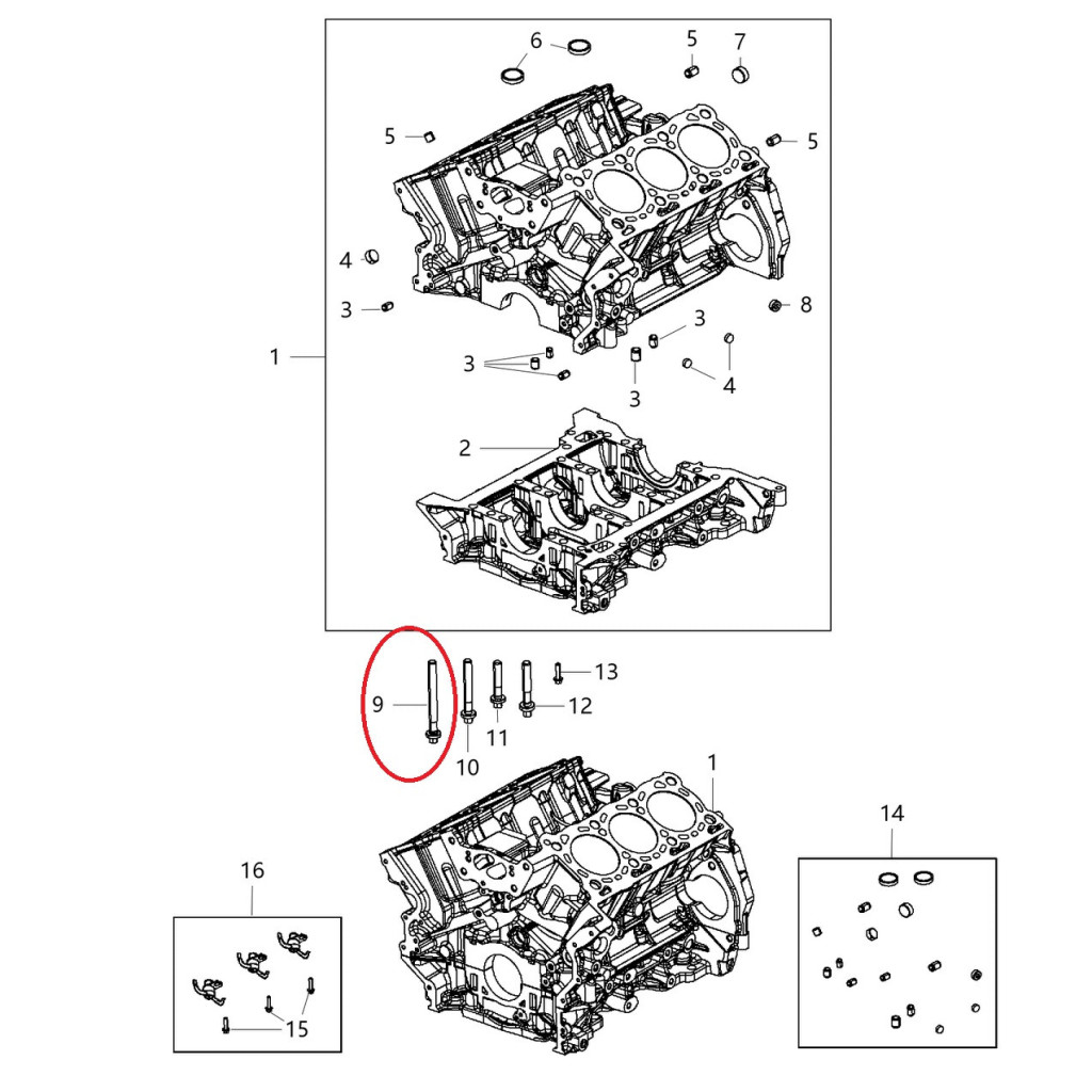Crankshaft bearings cap bolt set fits Jeep Grand Cherokee 3.0 EXF EXN 2011-2020