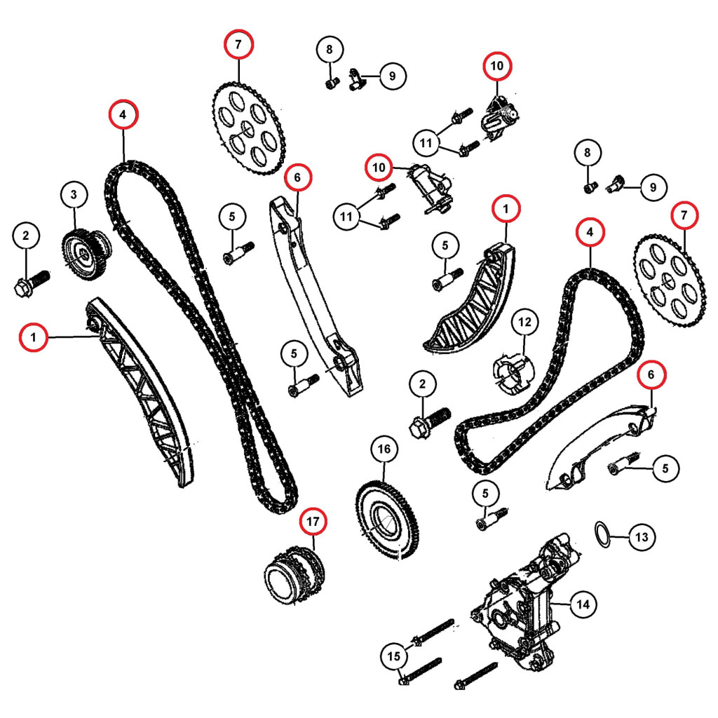 Timing chain kit for Jeep Grand Cherokee EXF RAM 1500 3.0 EcoDiesel V6 L630 A630