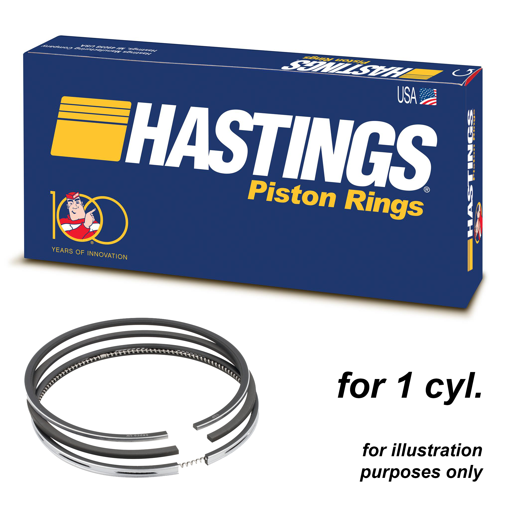 Hastings 2C7127S Single Cylinder Piston Ring Set 